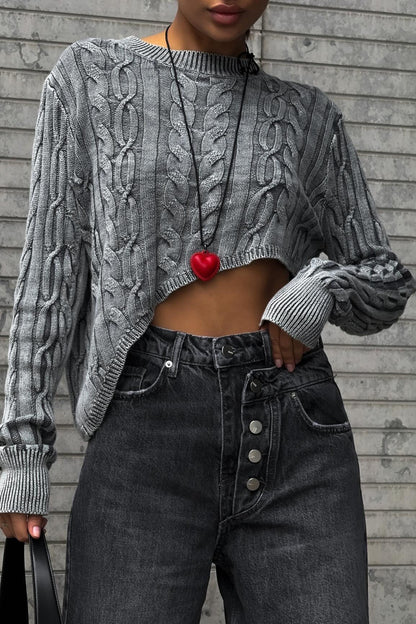 Slim Fit Cropped Knit Sweater