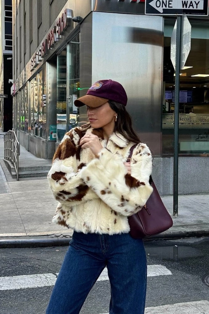 Faux Fur Leopard Pattern Coat
