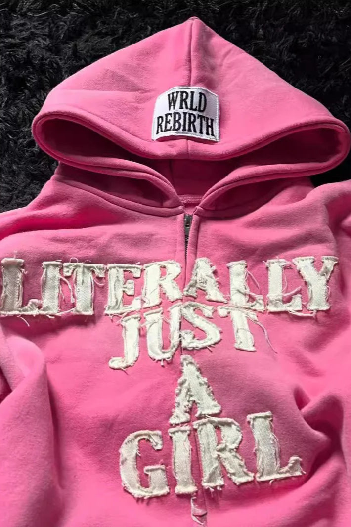 Street Style 3D Letter Zipper Hoodie