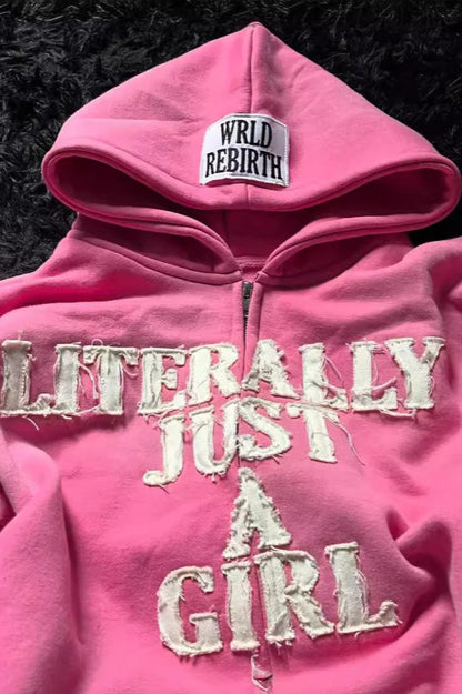 Street Style 3D Letter Zipper Hoodie