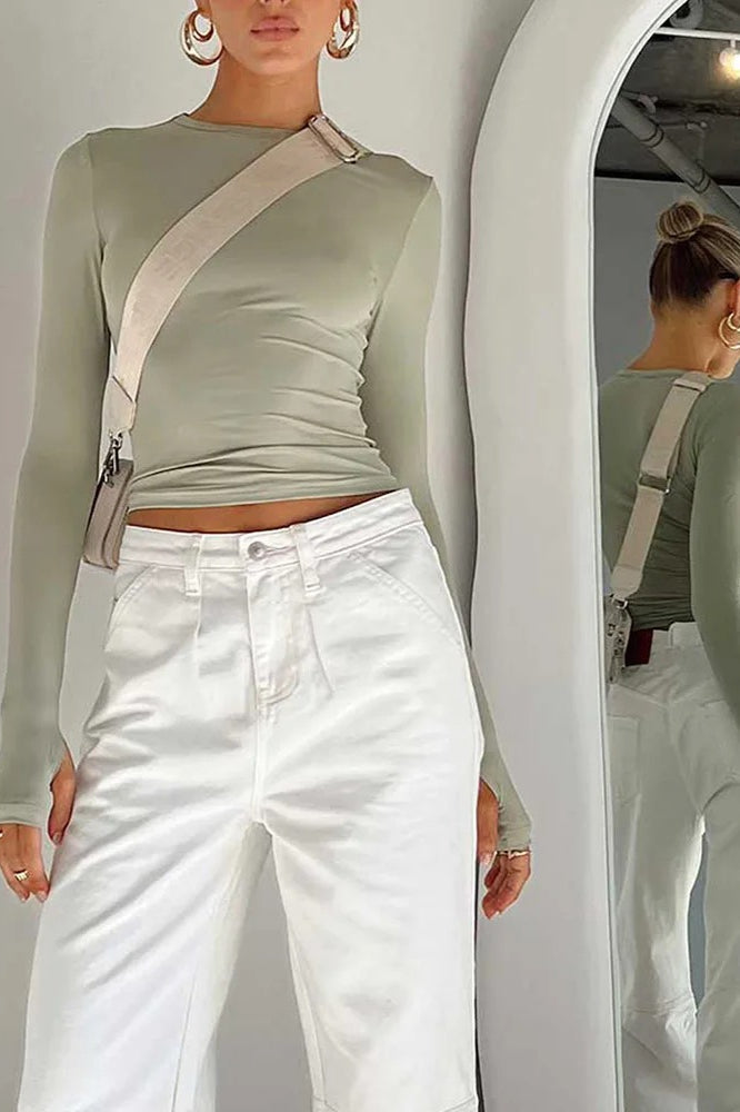 Long Sleeve Slim Fit Crop Top