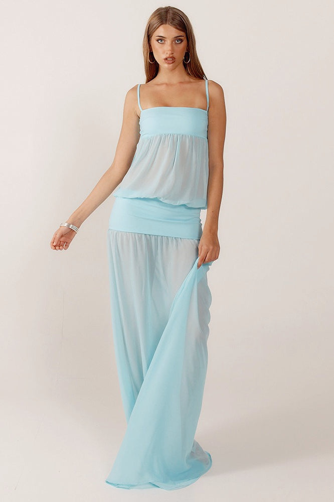 Sultry Sheer Insert Slip Dress
