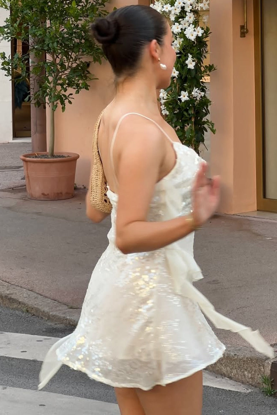 Sequin Draped Mini Party Dress