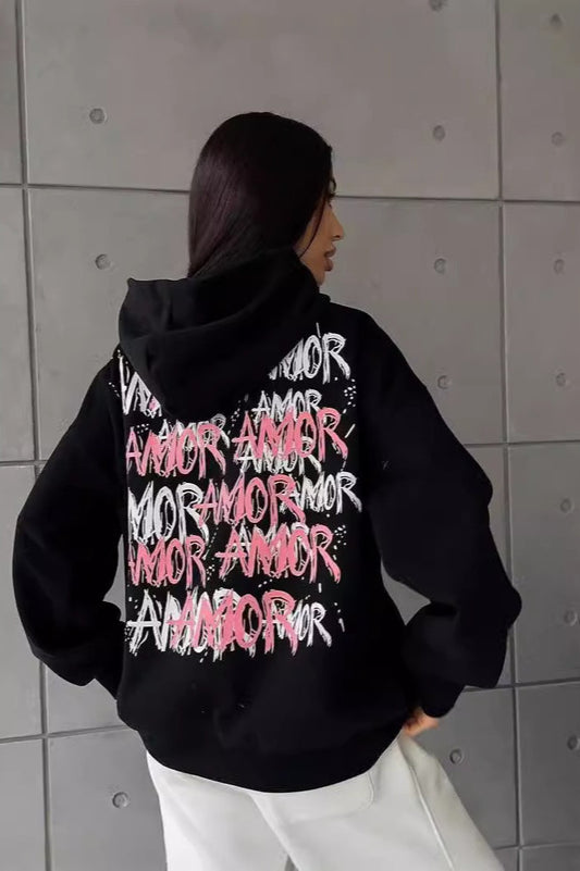 Oversized Letter Print Hoodie