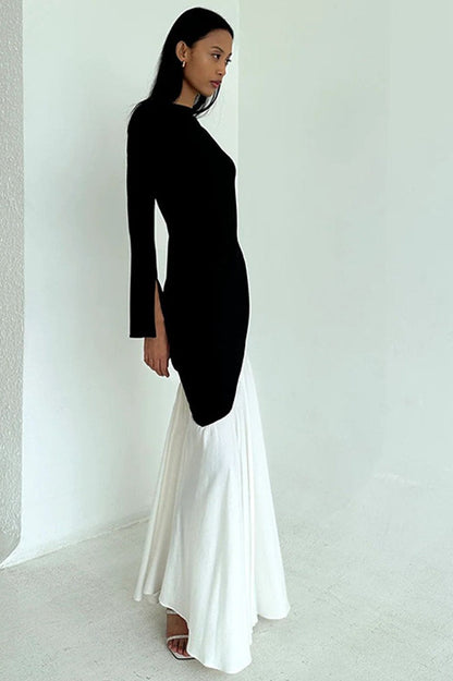 Bodycon Ruched Patchwork Maxi Dress