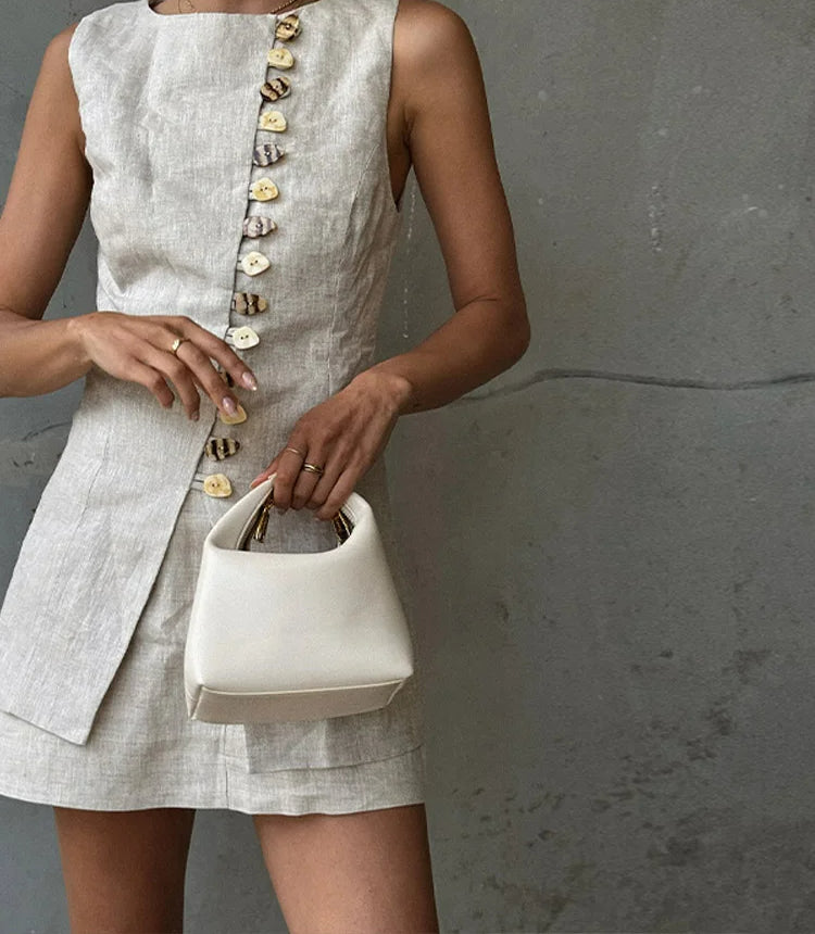 Sleeveless Vest Mini Skirt Suit