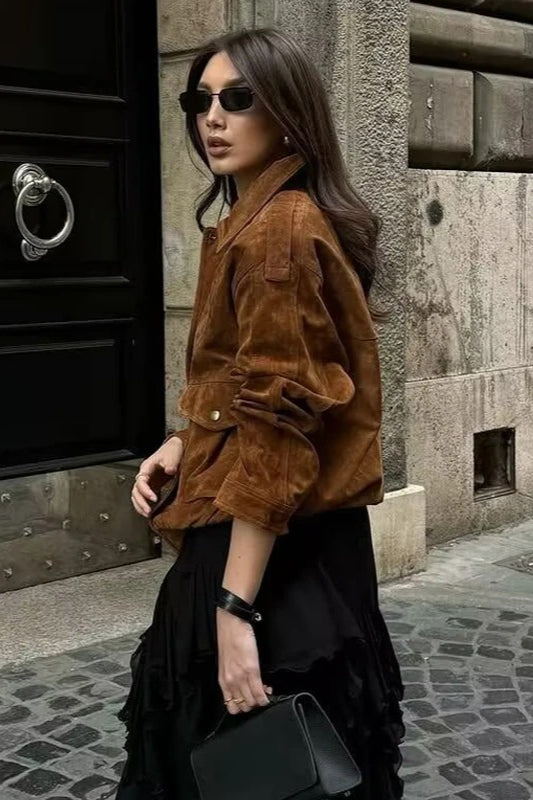 Streetwear Suede Bomber Jacket