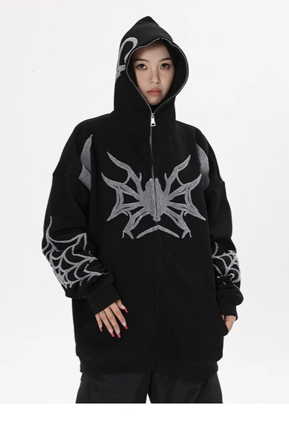 Street Style Spider Print Hoodie