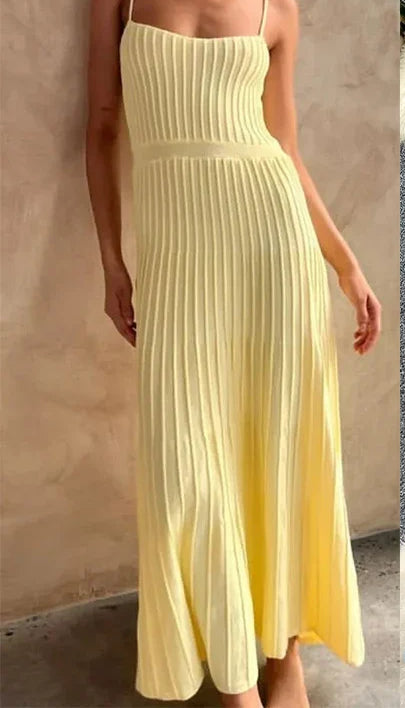 Pleated High Waist Midi Dress
