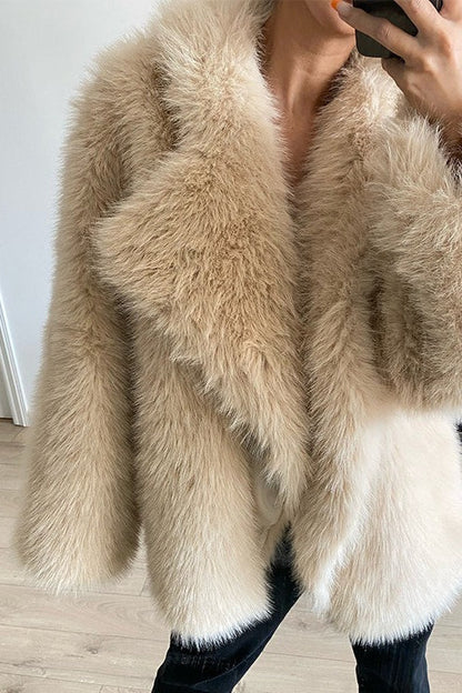 Faux Fox Fur Oversized Lapel Coat