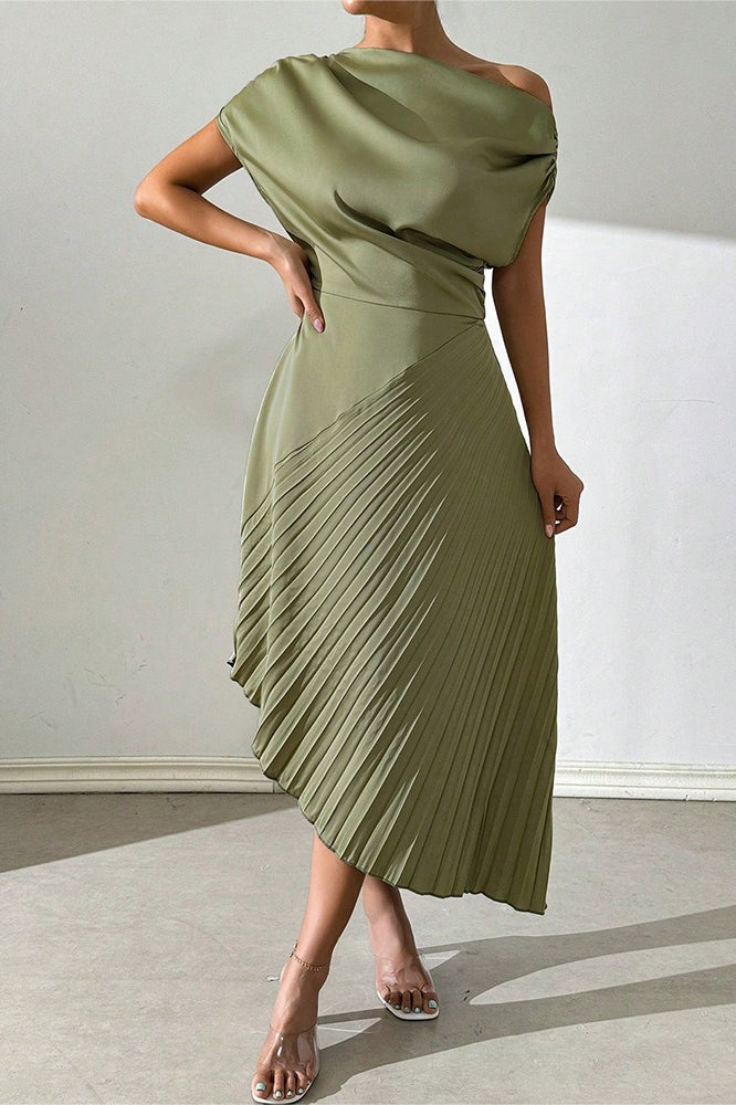 Chic Asymmetric Off Shoulder Ruched Irregular Formal Dress