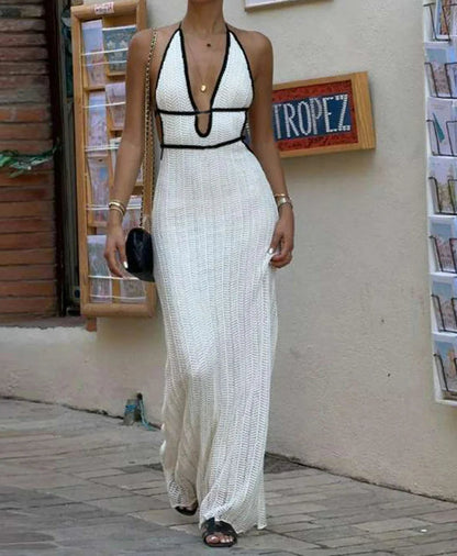 Knit Halter Bandage Maxi Dress
