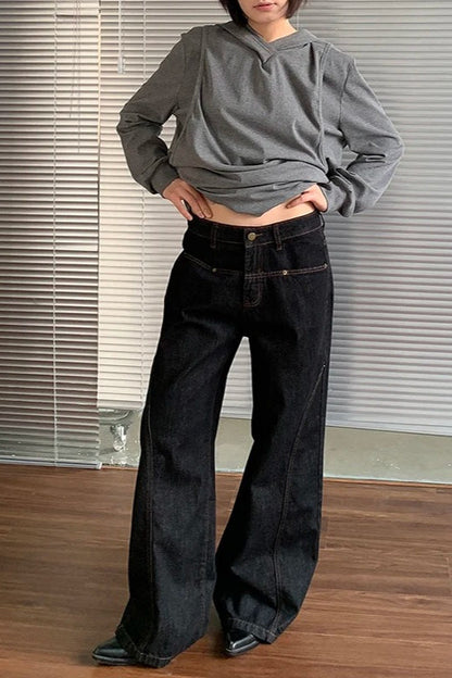 High Waist Straight Leg Denim Jeans