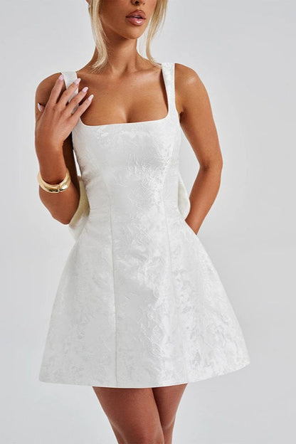 Square Neck Bow Bodycon Party Dress