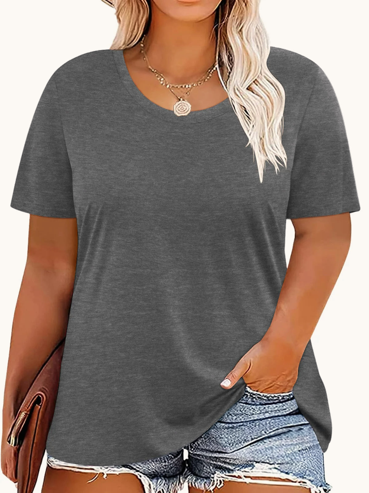 Casual Loose Fit Round T-shirt
