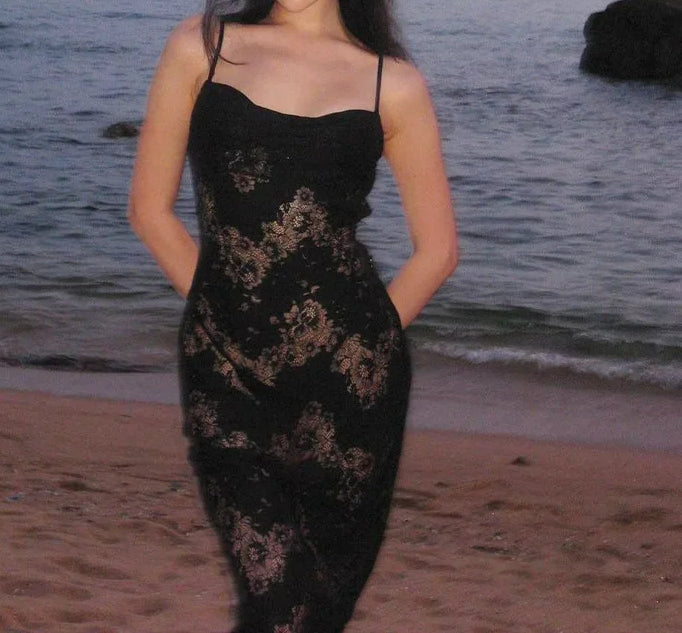 Mesh Halter Sleeveless Midi Dress