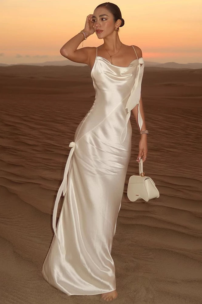 Cami Backless Sexy Maxi Silk Dress