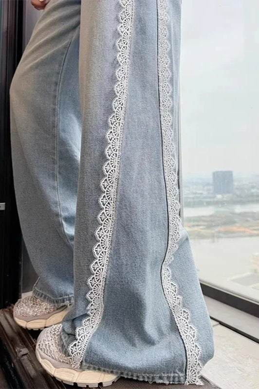 Blue Lace Baggy Y2K Jeans