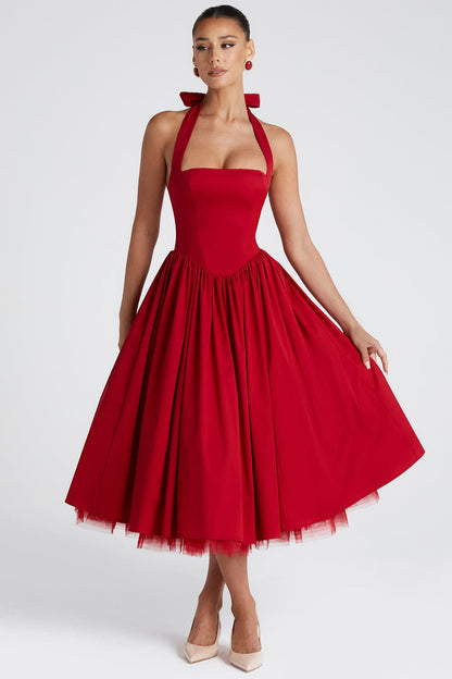 Tie-Waist Puff Party Dress