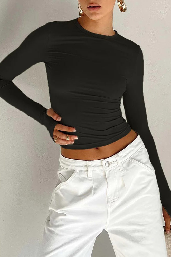 Long Sleeve Slim Fit Crop Top