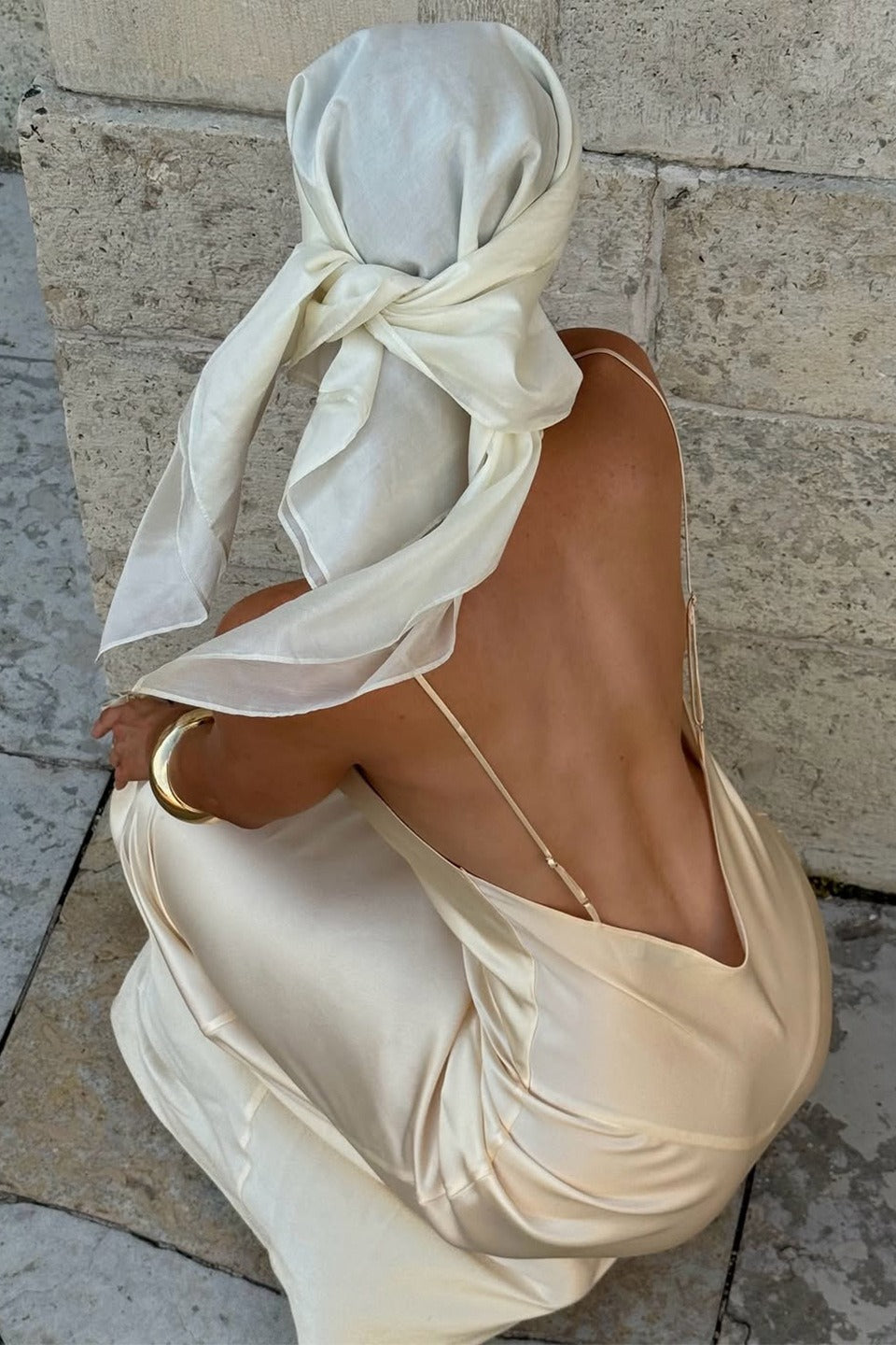 Satin Cami Deep V Backless Bodycon Silk Dress