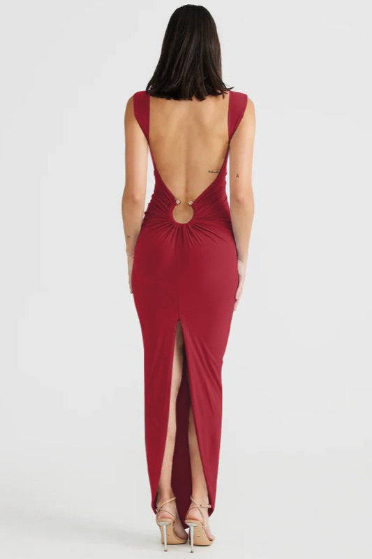Slit V-Neck Bodycon Dress