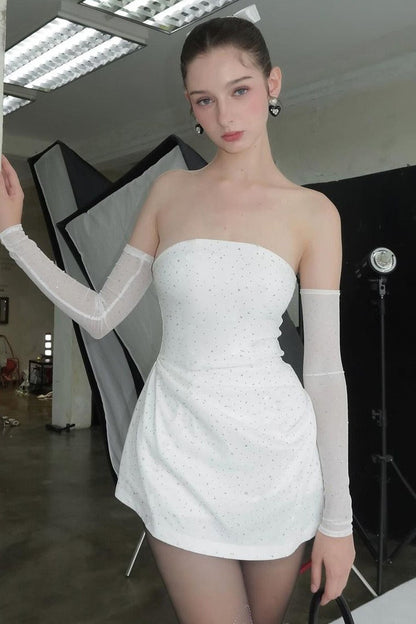 Stretch Shiny Off-Shoulder Birthday Dress