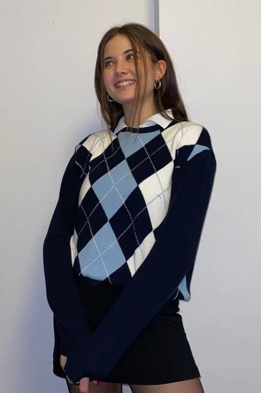 Preppy Slim Fit Knit Crop Sweater