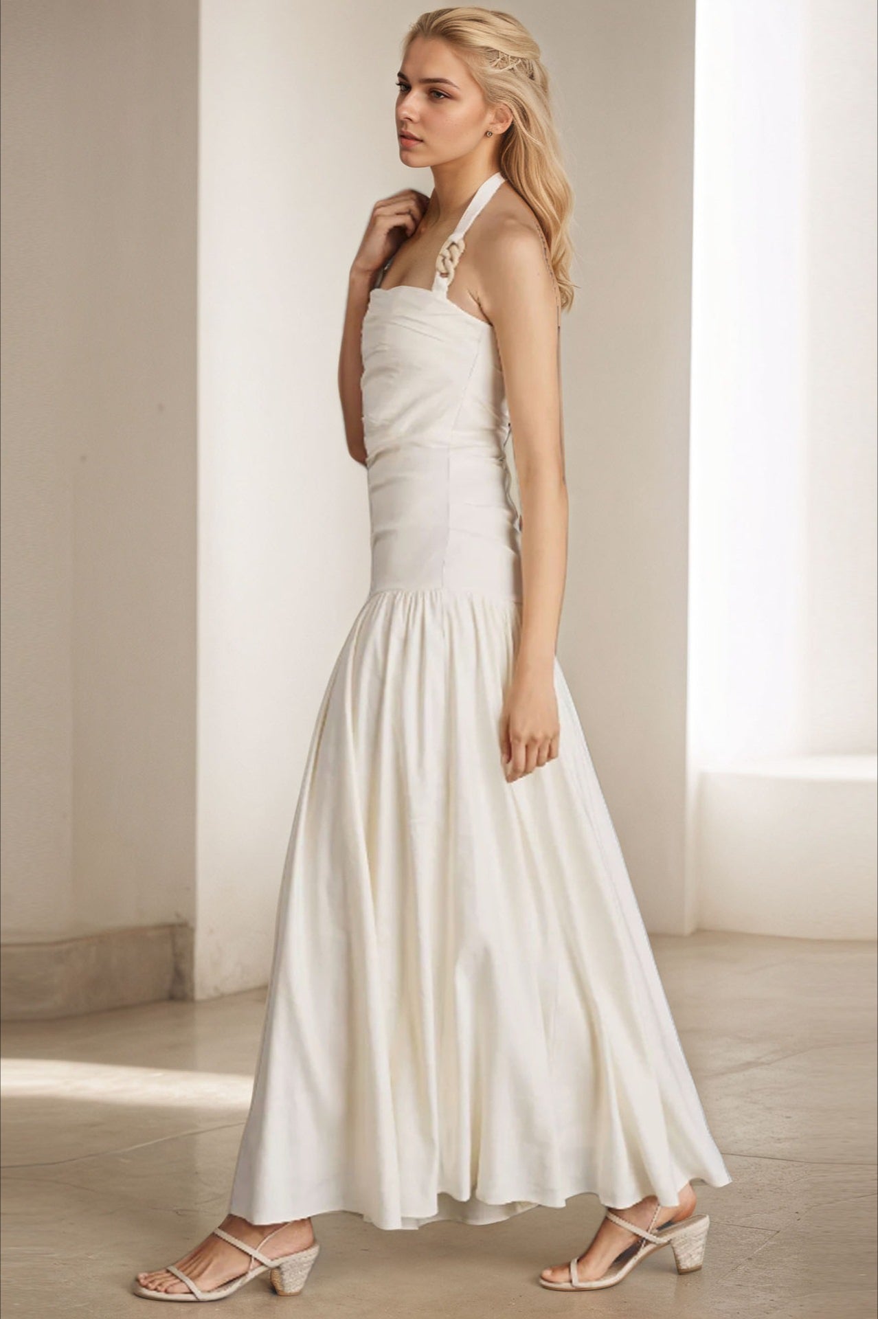 Halter Backless Maxi Work Dress