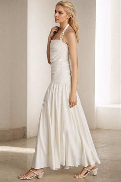 Halter Backless Maxi Work Dress