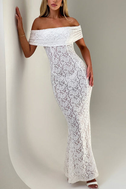 Sexy Floral Lace Backless Lace Dress