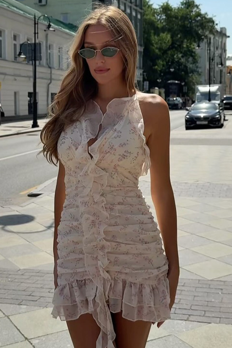 Floral Halter Party Dress