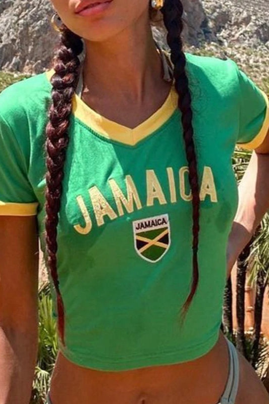 Brasil Letter Print Crop Top