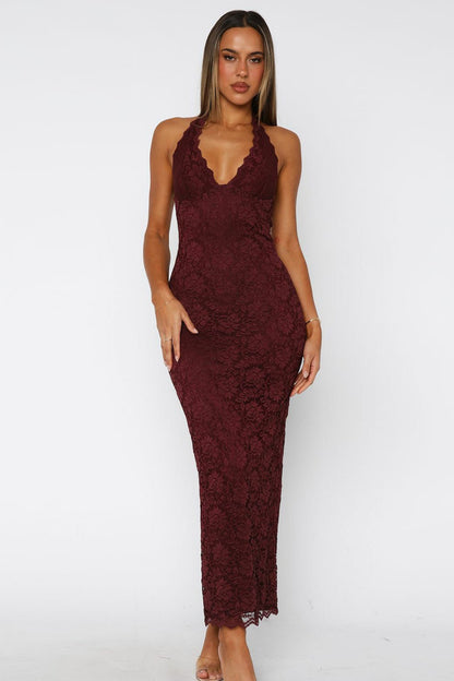 Elegant Halter Bodycon Lace Dress