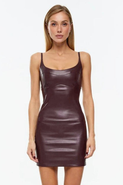 Sultry Mini Faux Leather Slip Dress