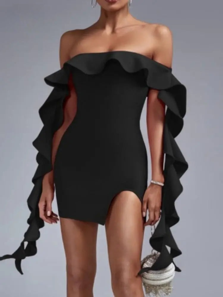 Ribbon Strapless Backless Mini Party Dress