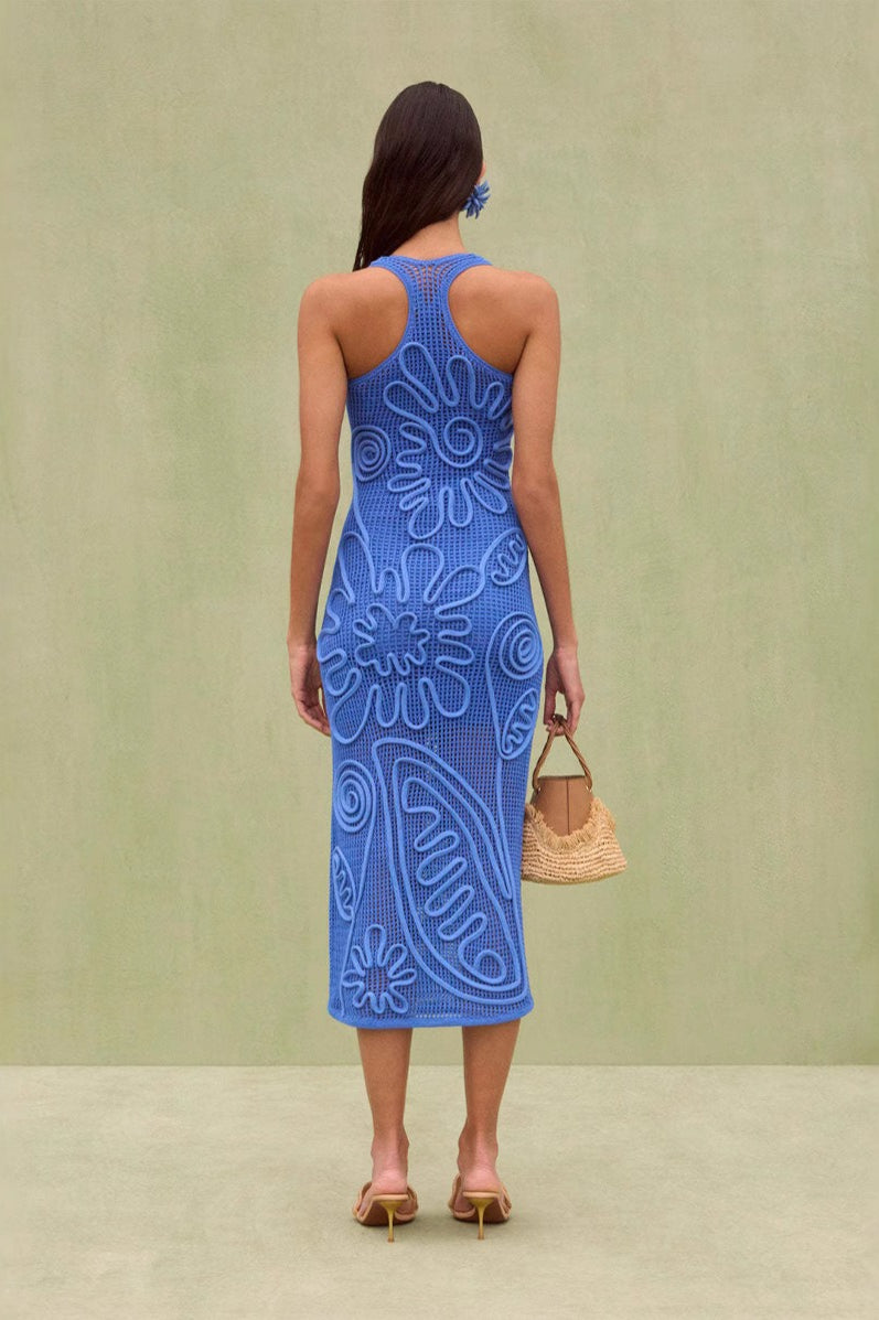 Knit Sleeveless Solid Color Backless Maxi Sweater Dress