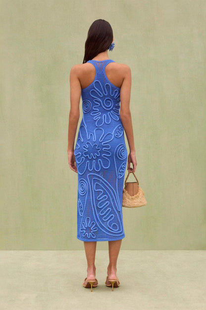 Knit Sleeveless Solid Color Backless Maxi Sweater Dress