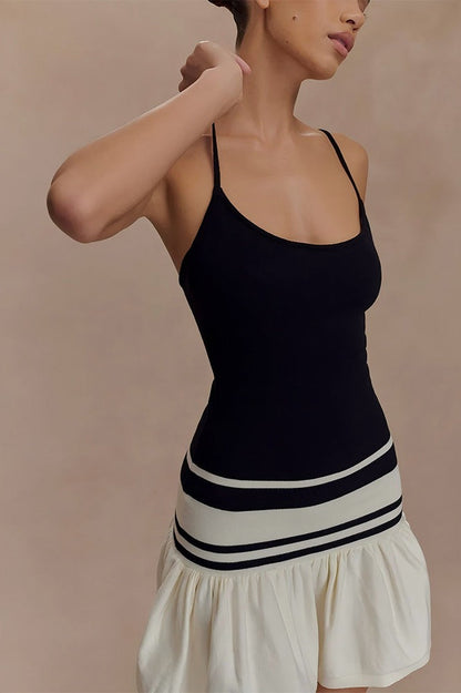 Sultry Color Block Slip Dress