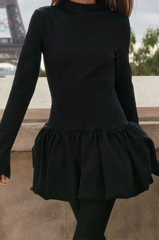 Y2K Fitted High Neck Mini Work Dress