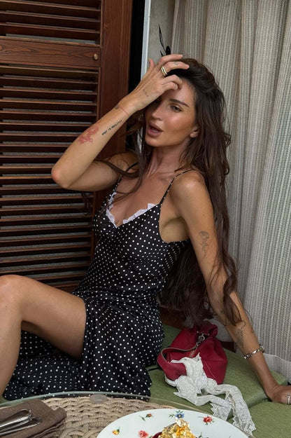Sexy Polka Dot Cami Long Maxi Dress