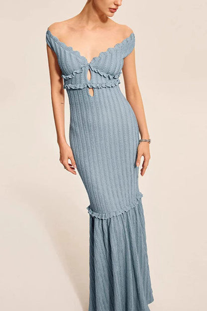 Sexy V-Neck Backless Fitted Knit Sweater Dress