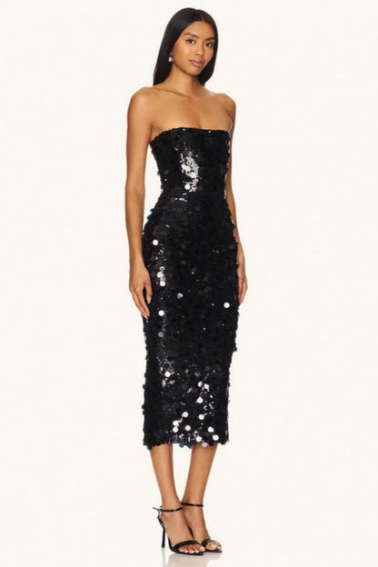 Strapless Backless Sequin Split Sexy Party Sequin Dress