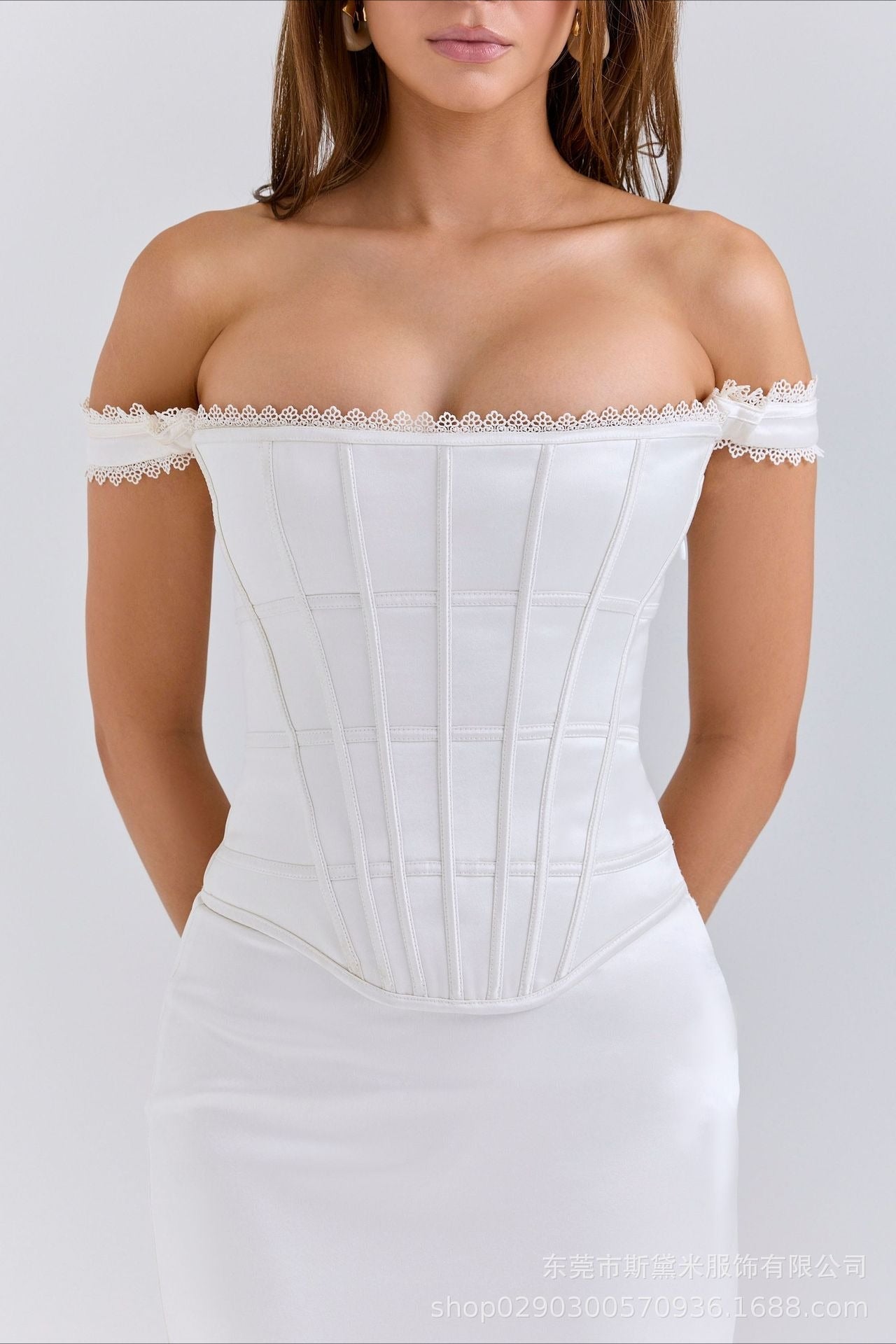 Elegant White Strapless Tie Satin Slim Bodycon Formal Dress