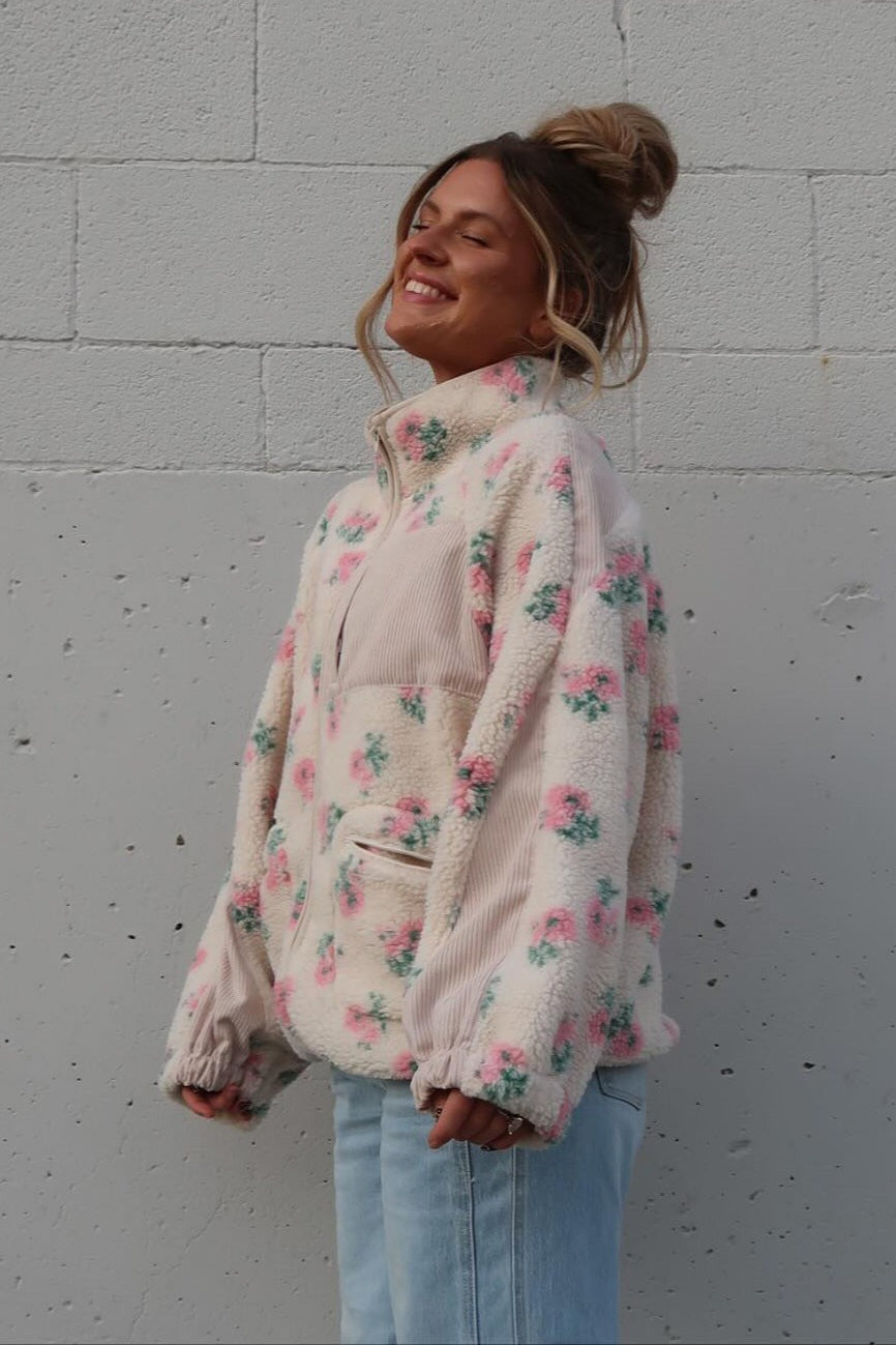 Printed Faux Shearling Coat