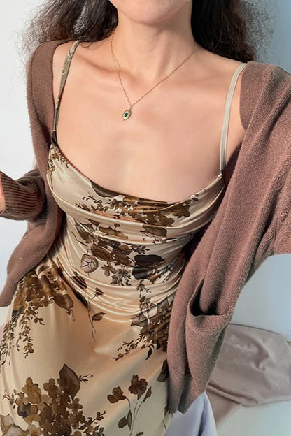 Elegant Retro Sleeveless Floral Dress