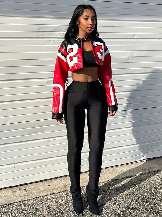 Colorblock Bare Midriff Jacket