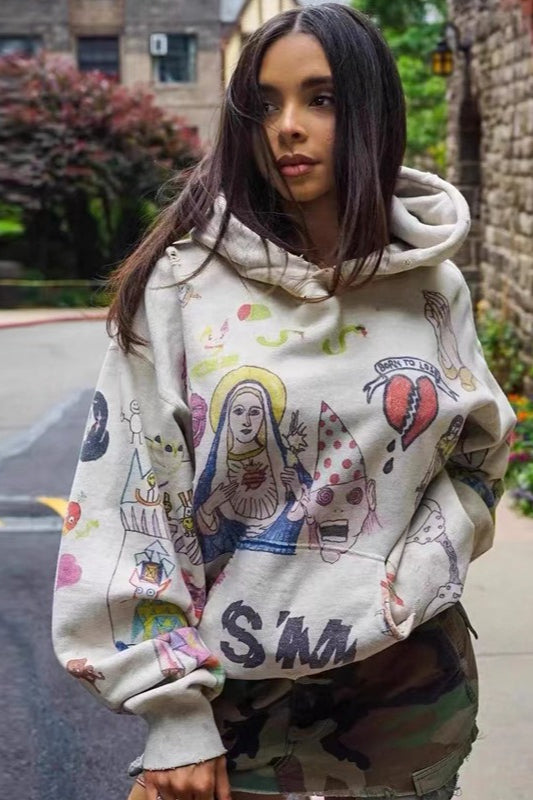 Vintage Cartoon Graffiti Hoodie