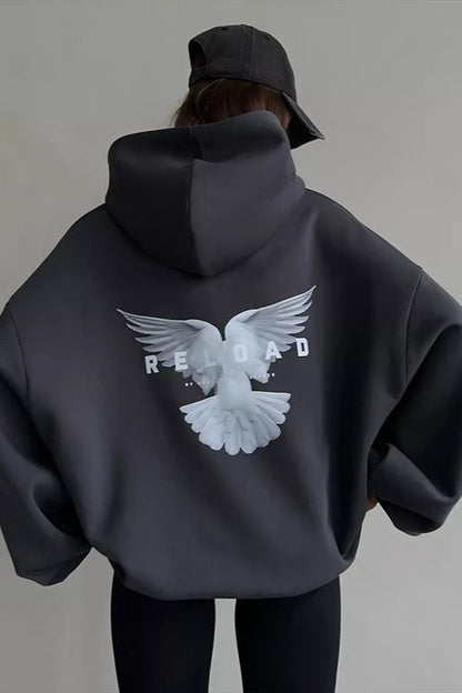 Oversized Hooded Sweatshirt with Back Print Hoodie