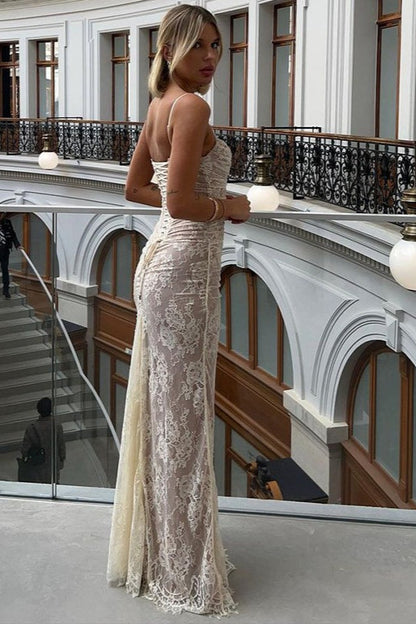 Elegant Lace Mesh Long Sleeve Lace Dress